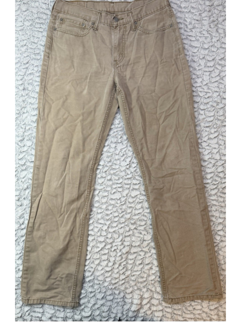 Levi's Men's Beige Medium Wash Slim Straight Denim Jeans 5-Pocket Button Zip